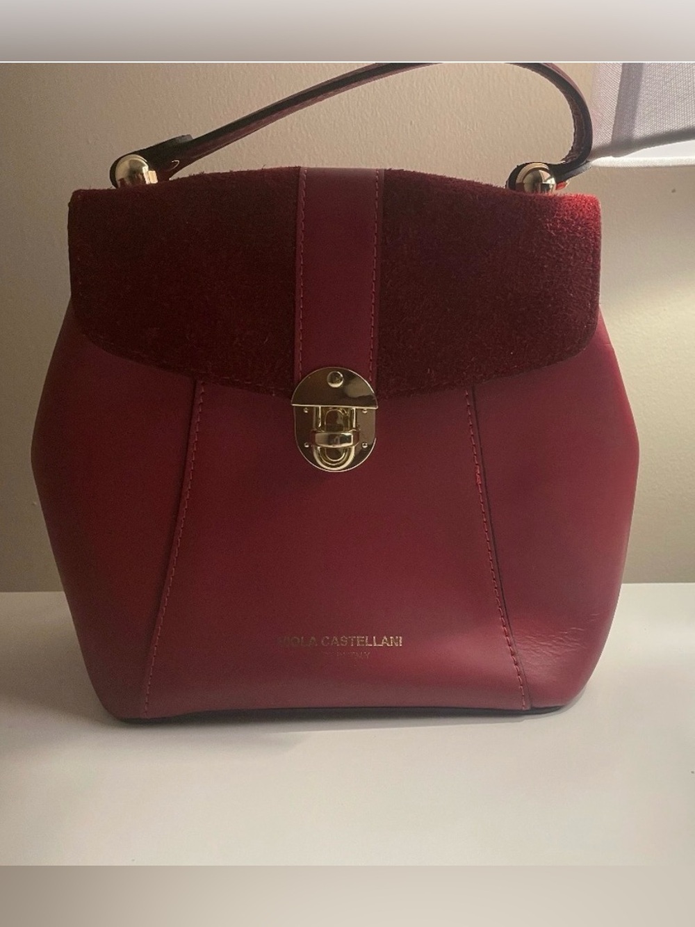 Red Leather Top-Handle Bag